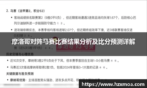 摩洛哥对阵马赛比赛结果分析及比分预测详解