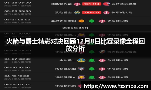 火箭与爵士精彩对决回顾12月8日比赛录像全程回放分析