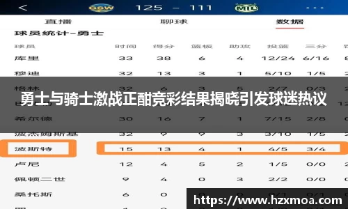 勇士与骑士激战正酣竞彩结果揭晓引发球迷热议